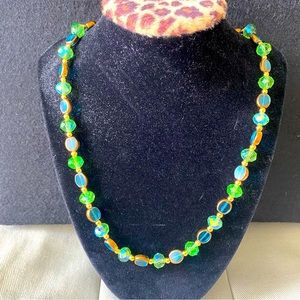 Maa Designs Glass and green crystal necklace